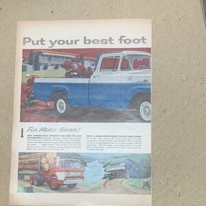 Vintage Life Magazine November 17, 1958 2 page Ad Ford Blue & White Truck